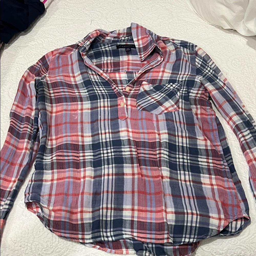 Aeropostale Women's Plaid Camisole - Red, Blue, and White